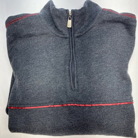 Men’s Pullover Sweatshirt, Large, Gray w Red Trim, Quarter Zipper, Arrow - Picture 6 of 6